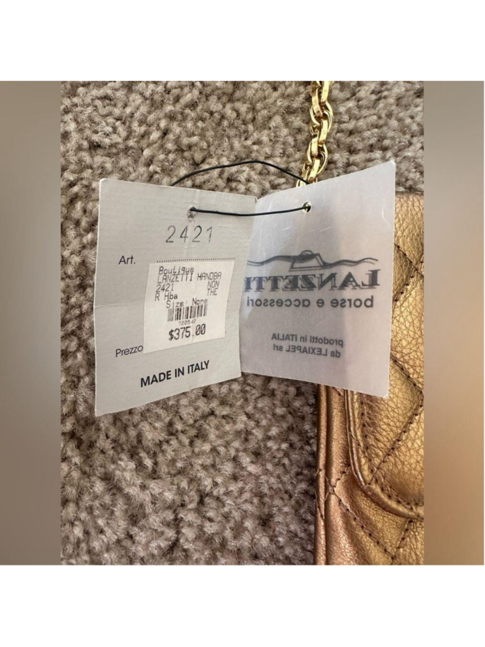Lanzetti Italy Gold Chain Crossbody Purse - Picture 7 of 13